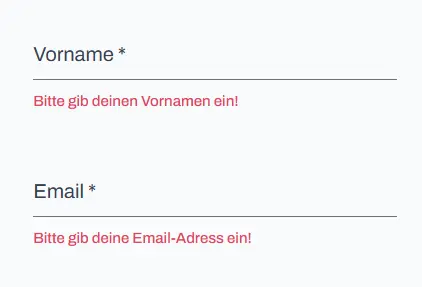 Beispiel von Formular mit Fehlermeldung